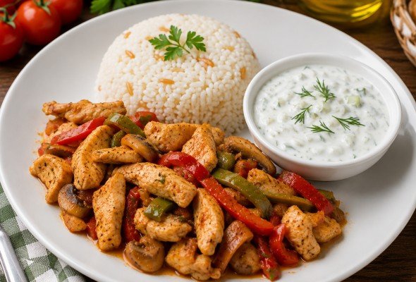 Tavuk Sote + Pilav + Cacık