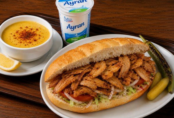 3/4 Ekmek Döner (90 gr) + Çorba + Ayran