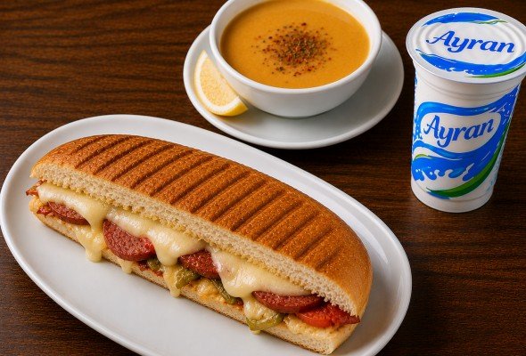 3/4 Karışık Tost + Çorba + Ayran
