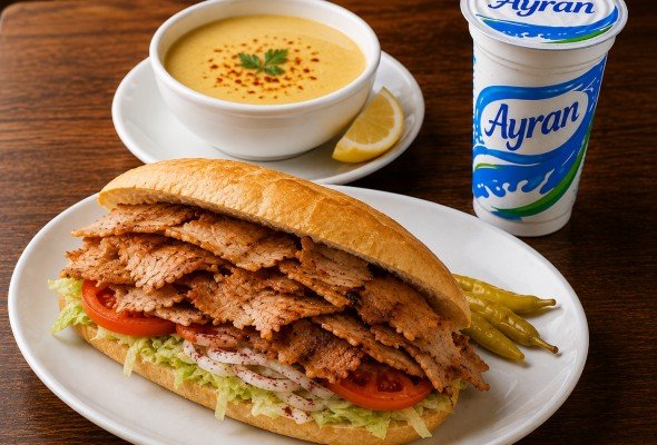 3/4 Ekmek Döner + Çorba + Ayran