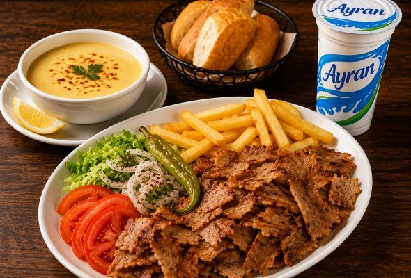 Döner + Çorba + Patates + Ayran