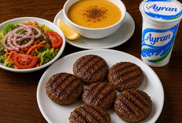 Porsiyon Köfte + Salata + Çorba + Ayran