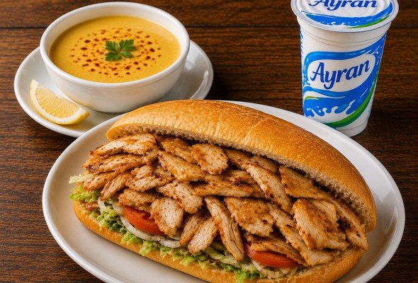 Tam Ekmek Döner + Çorba + Ayran