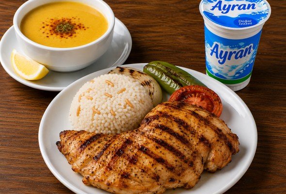 Izgara Tavuk Biftek + Çorba + Ayran