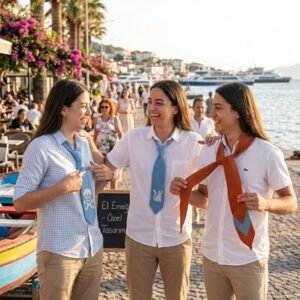Mavi El Emeği Örgü Kravat | Kuru Kafa Motifli Alternatif Tasarım