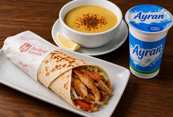 Tavuk Dürüm (70 gr) + Çorba + Ayran