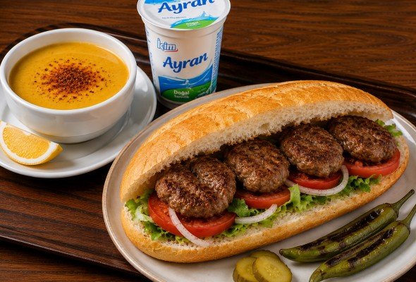 Yarım Ekmek Köfte + Çorba + Ayran