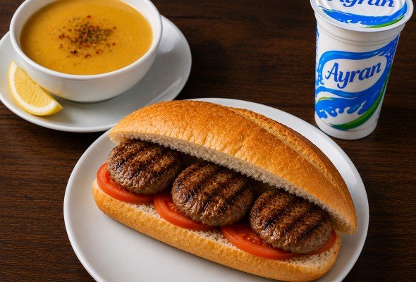 Yarım Ekmek Köfte + Çorba + Ayran